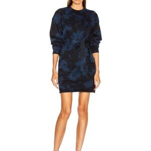 Proenza Schouler Navy and Black Tie-Dye Sweatshirt Mini Dress
